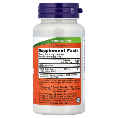NOW Foods, экстракт корня крапивы двудомной, 250 мг, 90 вегетарианских капсул