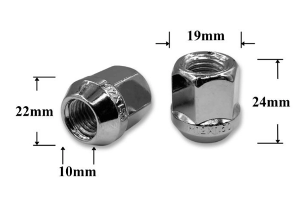 Гайка 12х1.50 h=25, S=19 колеса Хром конус откр. (Nissan, Subaru, Suzuki, Niva)