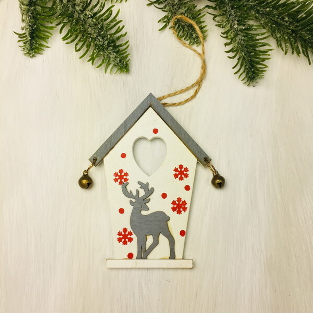 Подвеска «Волшебный домик» 12*8 см, Серый/белый