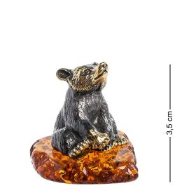 Народные промыслы AM-1112 Фигурка «Медведь» (латунь, янтарь)