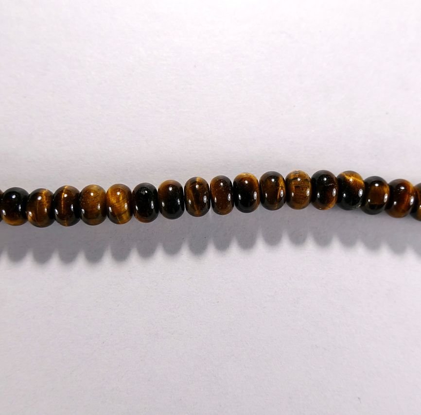 Бусина из тигрового глаза, фигурная, 4x6 мм (рондель, гладкая)