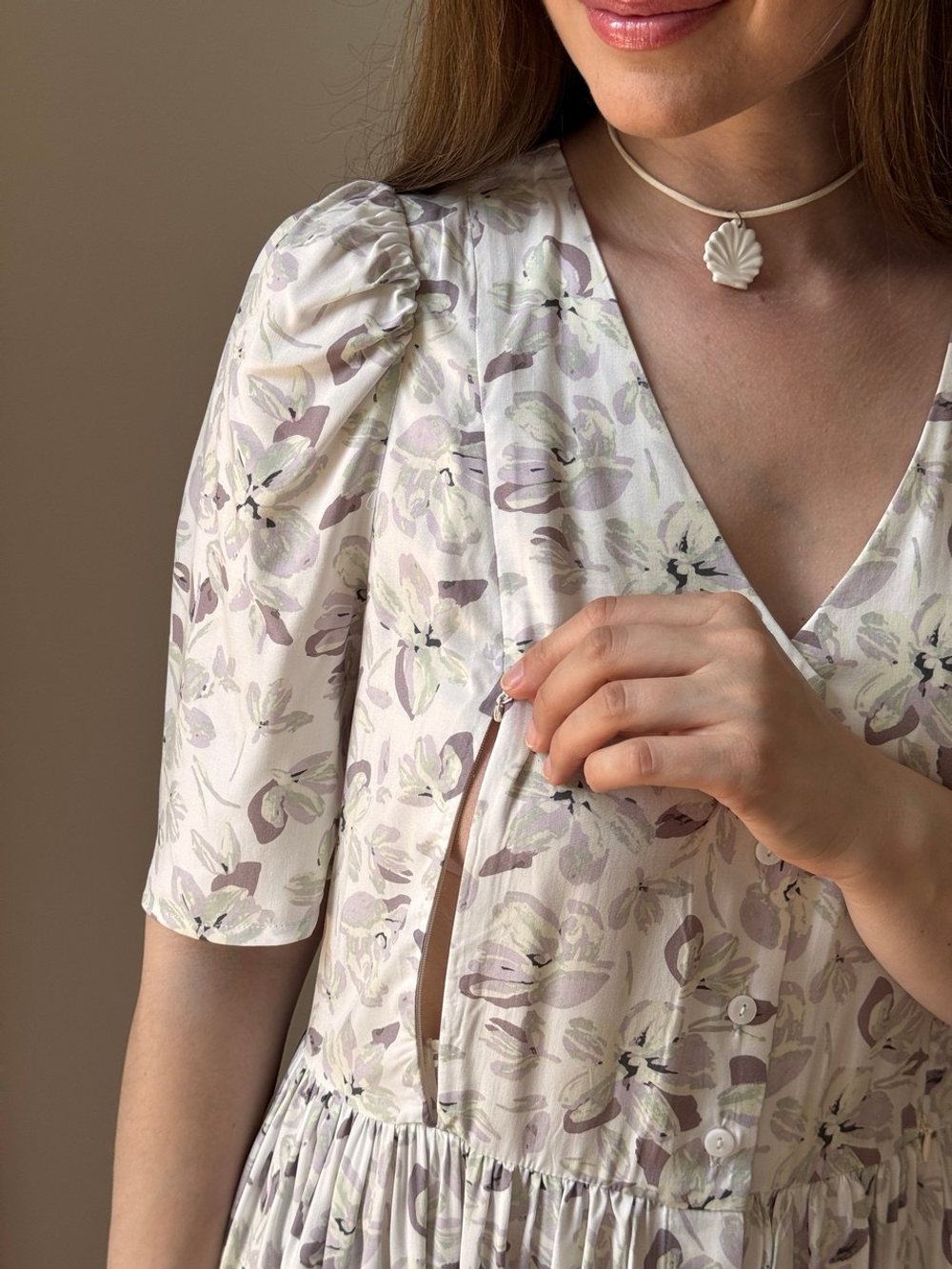 Платье Шарлотта для беременных и кормящих, Айвори с акварельными цветами