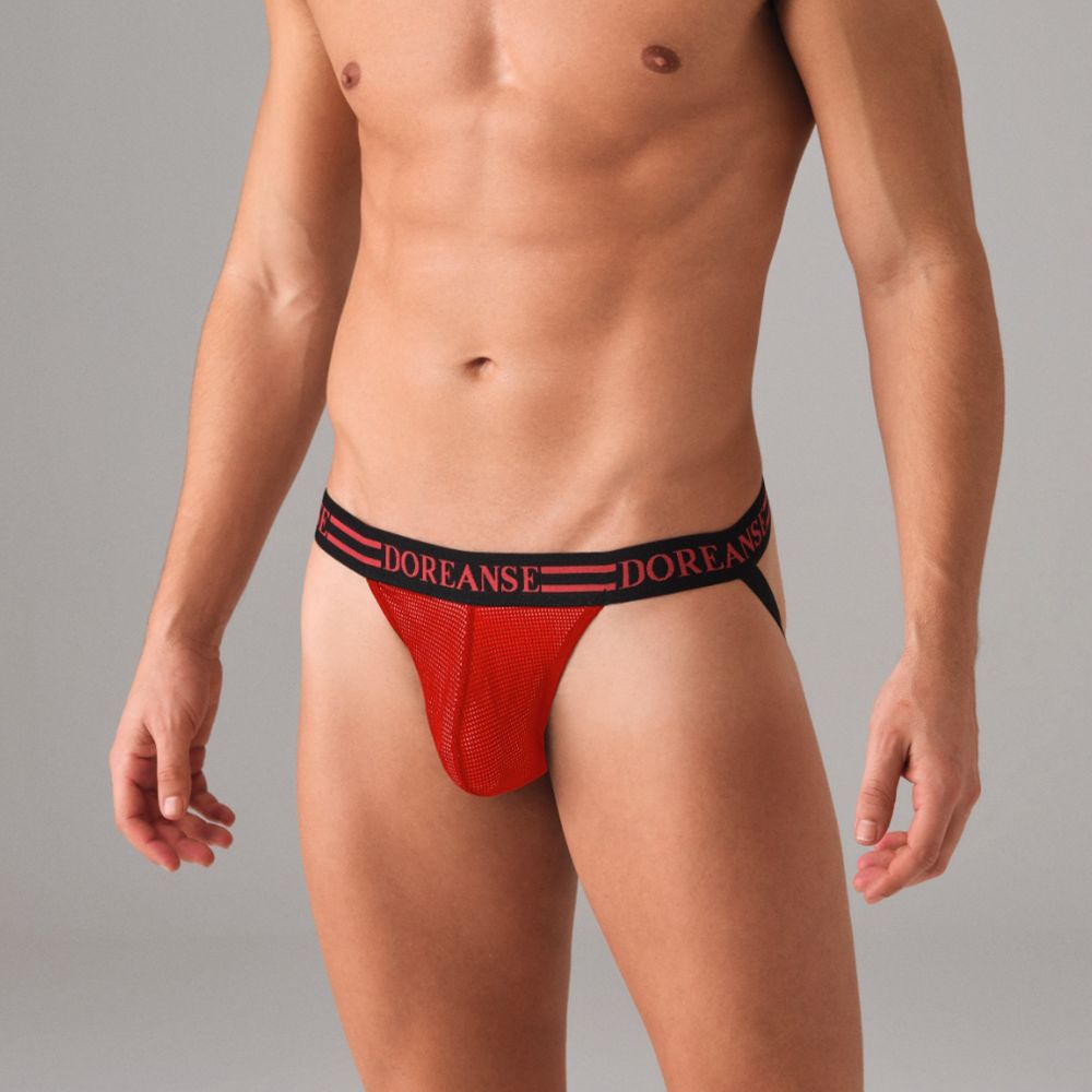 Мужские трусы джоки красные сетчатые Doreanse 1006