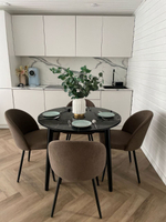 Круглый раздвижной стол "Черный мрамор Марквина" и 4 стула Элион