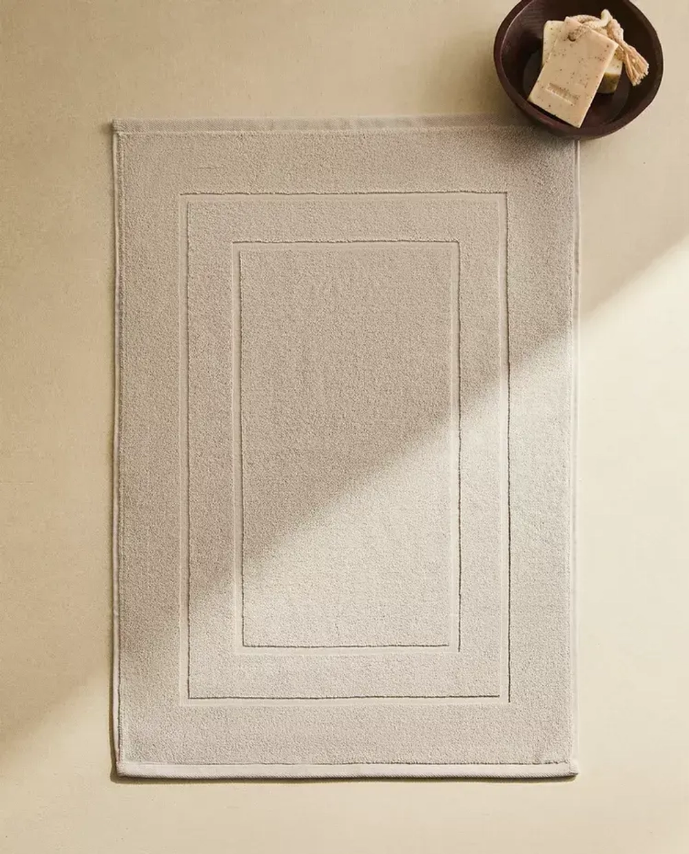 ZARA HOME ХЛОПКОВЫЙ НЕСКОЛЬЗЯЩИЙ КОВРИК ДЛЯ ВАННОЙ, СЕРЫЙ