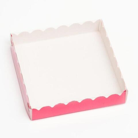 Коробка для печенья с крышкой, розовая, 15 х 15 х 3 см