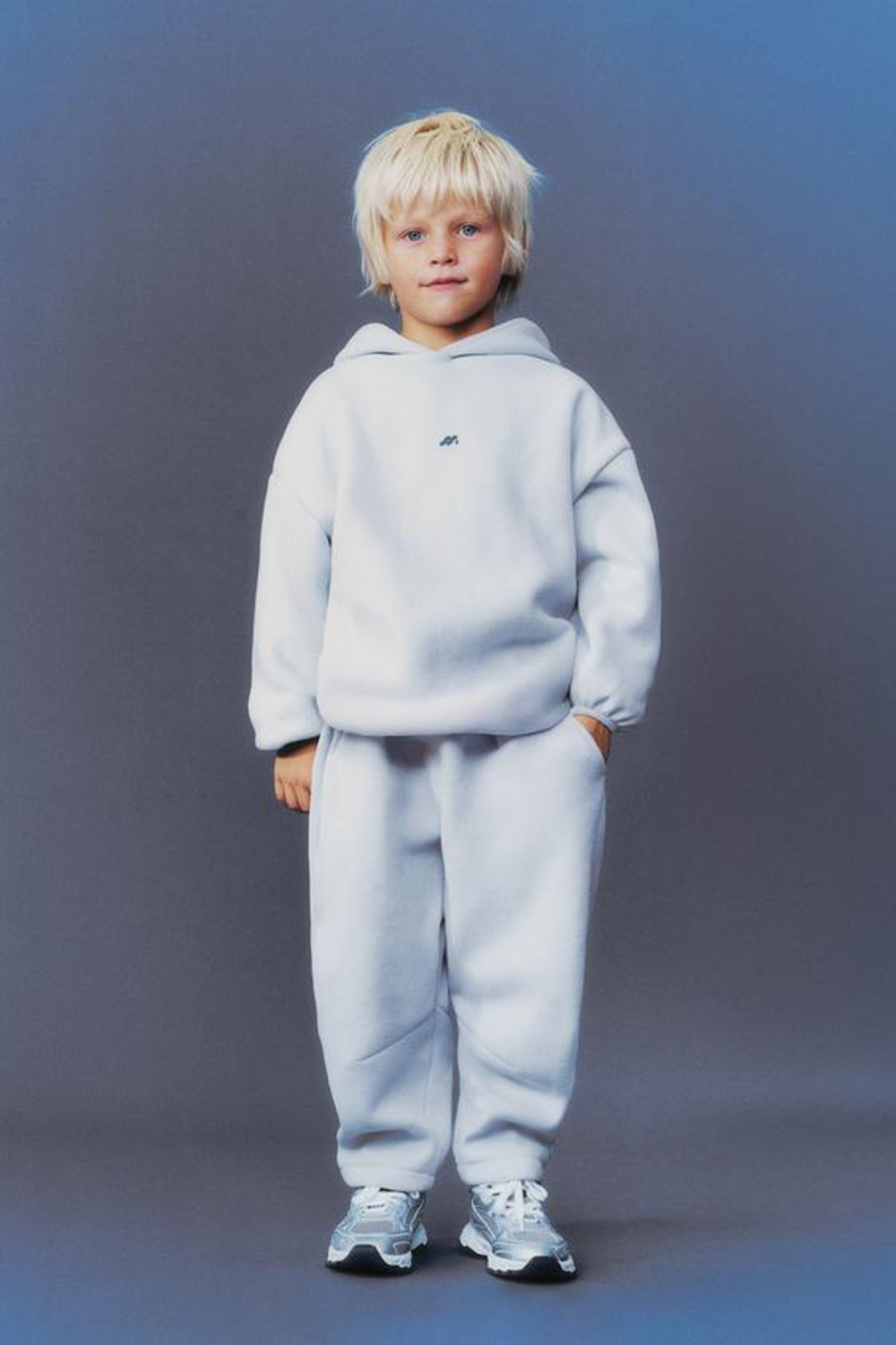 ZARA БРЮКИ BAGGY С ФЛИСОВОЙ ПОДКЛАДКОЙ И ЛОГОТИПОМ, СИНИЙ