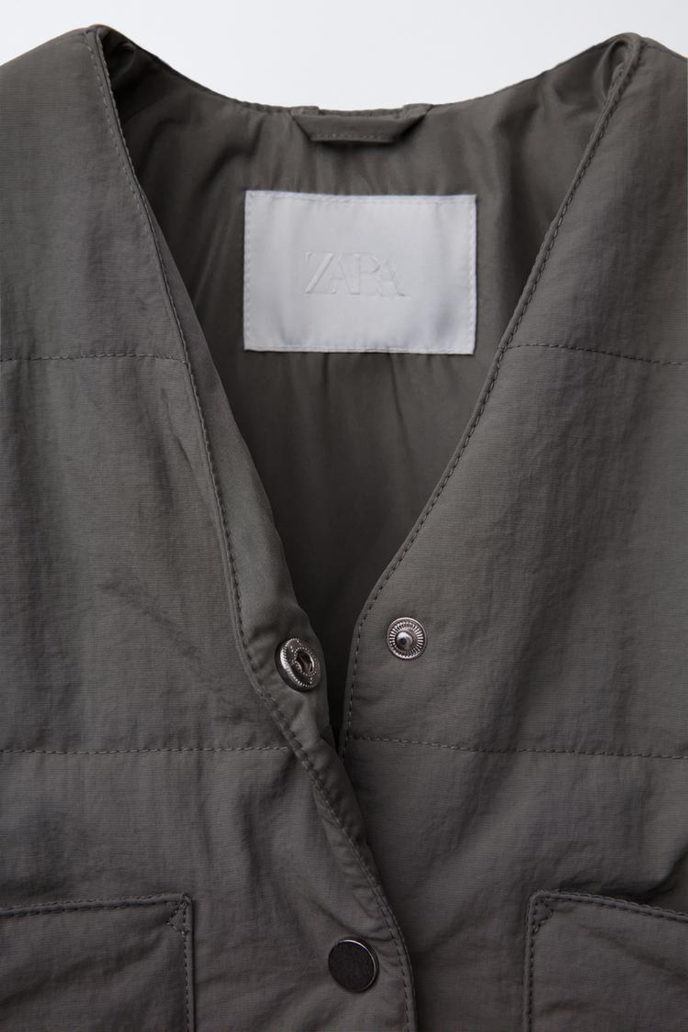 ZARA КУРТКА ИЗ НЕПРОМОКАЕМОЙ ТКАНИ, СЕРЫЙ