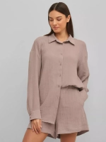 Костюм - пижама с шортами из муслина домашний оверсайз