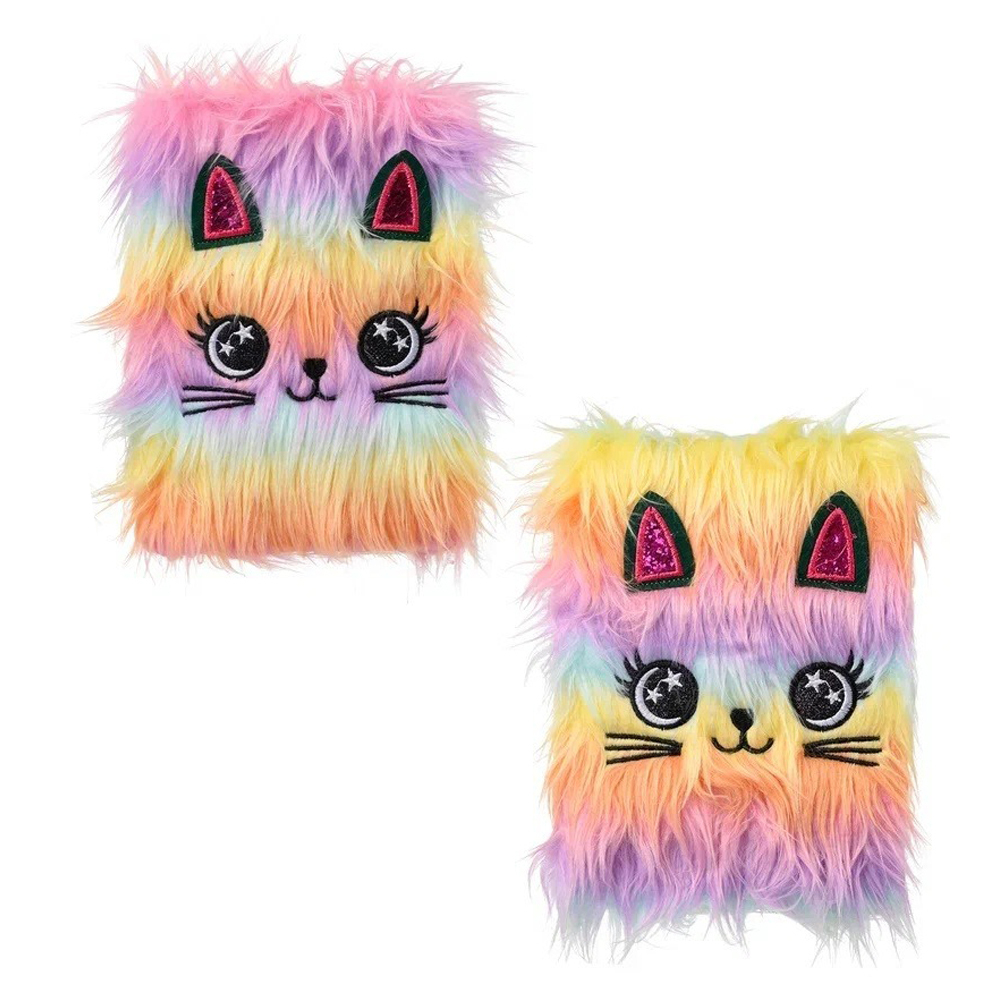 Блокнот детский Basir, формат А5, серия "Кошка", переплет с мехом, 21.5*15.5 см, 80 листов, разноцветный