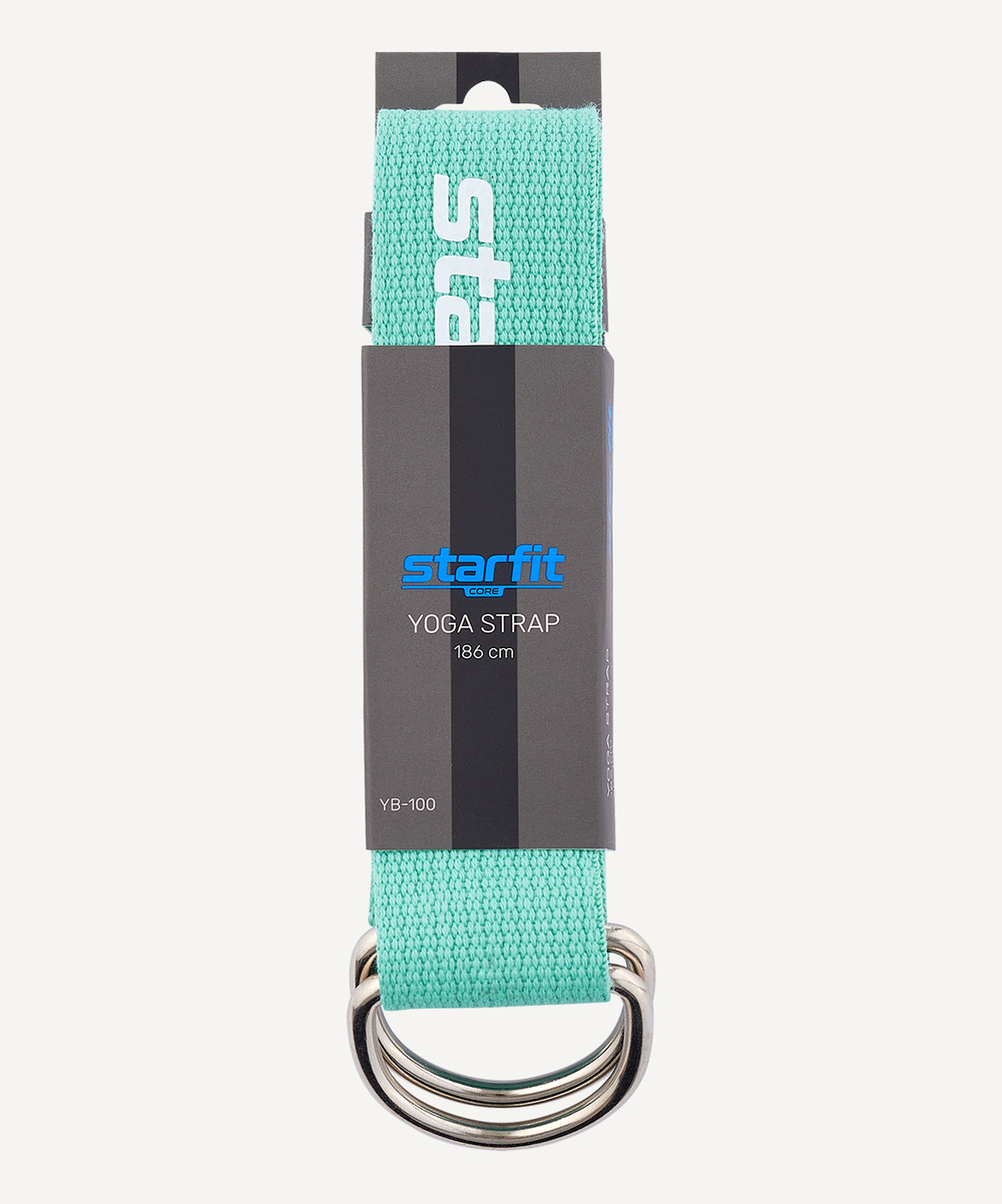 Ремень для йоги YB-100 183 см, хлопок, мятный