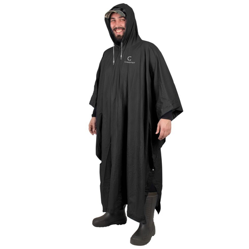 Пончо-дождевик Следопыт, плотный PVC, 129х137 см., на кнопках, с капюшоном, черный, р. 56-58