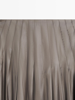 Massimo Dutti Юбка миди с декоративными складками и вощеной отделкой, серый