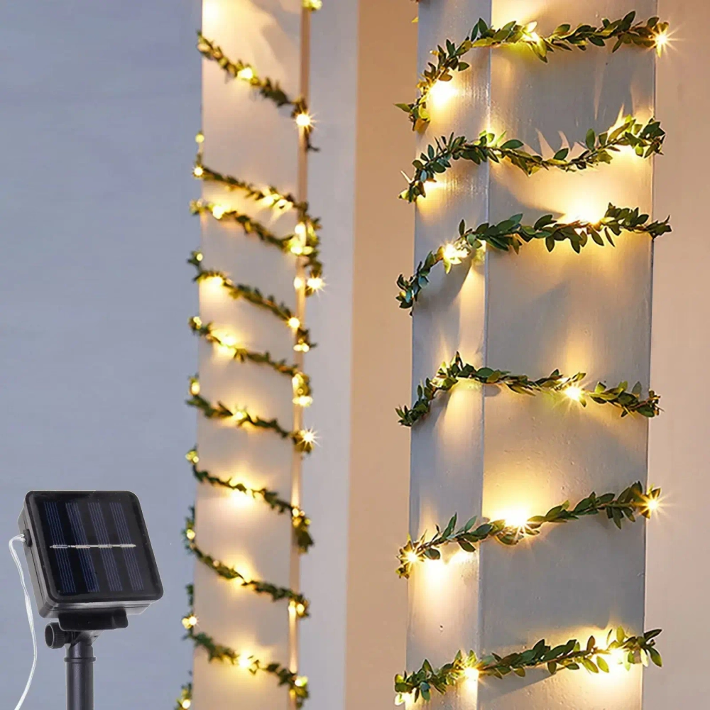 Гирлянда для улицы «Лиана» 3м, 30 ламп LED, 2 реж, IP-55, Теплый белый (солнечная батарея).