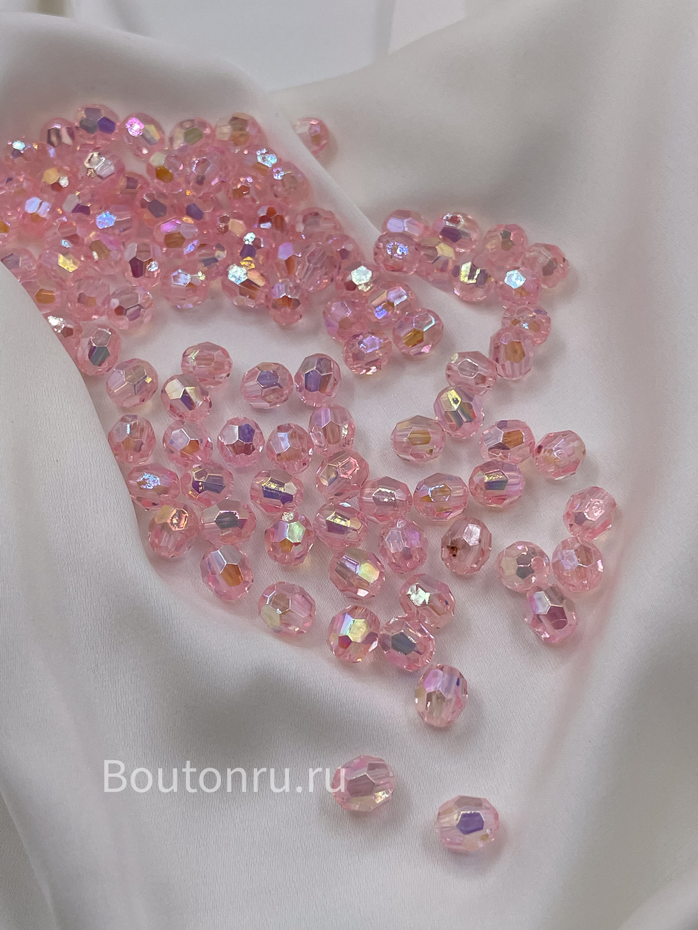 Бусины  акриловые гранёные круглые нежно-розовые 500 грамм (±5гр)