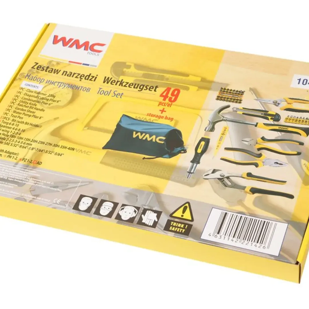 Набор инструмента шарнирно-губцевого и бит 49 пр., в сумке WMC TOOLS WMC-1049