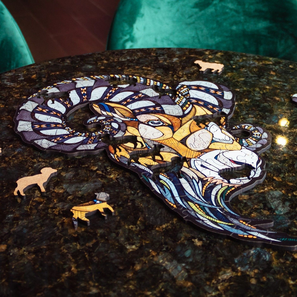 Деревянный, фигурный пазл EWA Горный Баран L 40x55 см