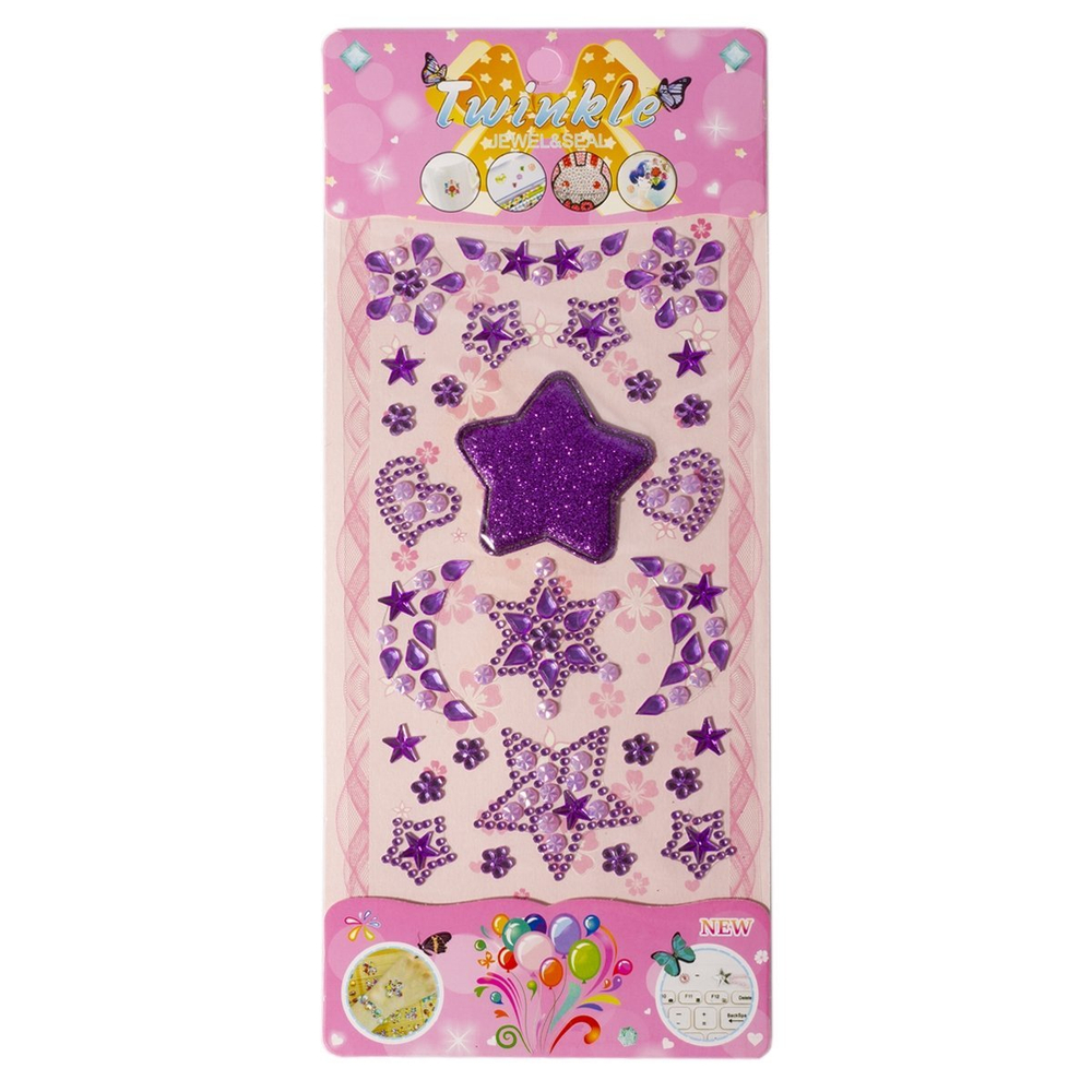Наклейки-стразы Alingar, акриловые, "Звездное небо", красный, розовый, фиолетовый, пакет с европодвесом