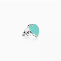 Серьги из серебра 925 в форме сердца с эмалью и бриллиантом , Tiffany,✨exclusive✨В наличии