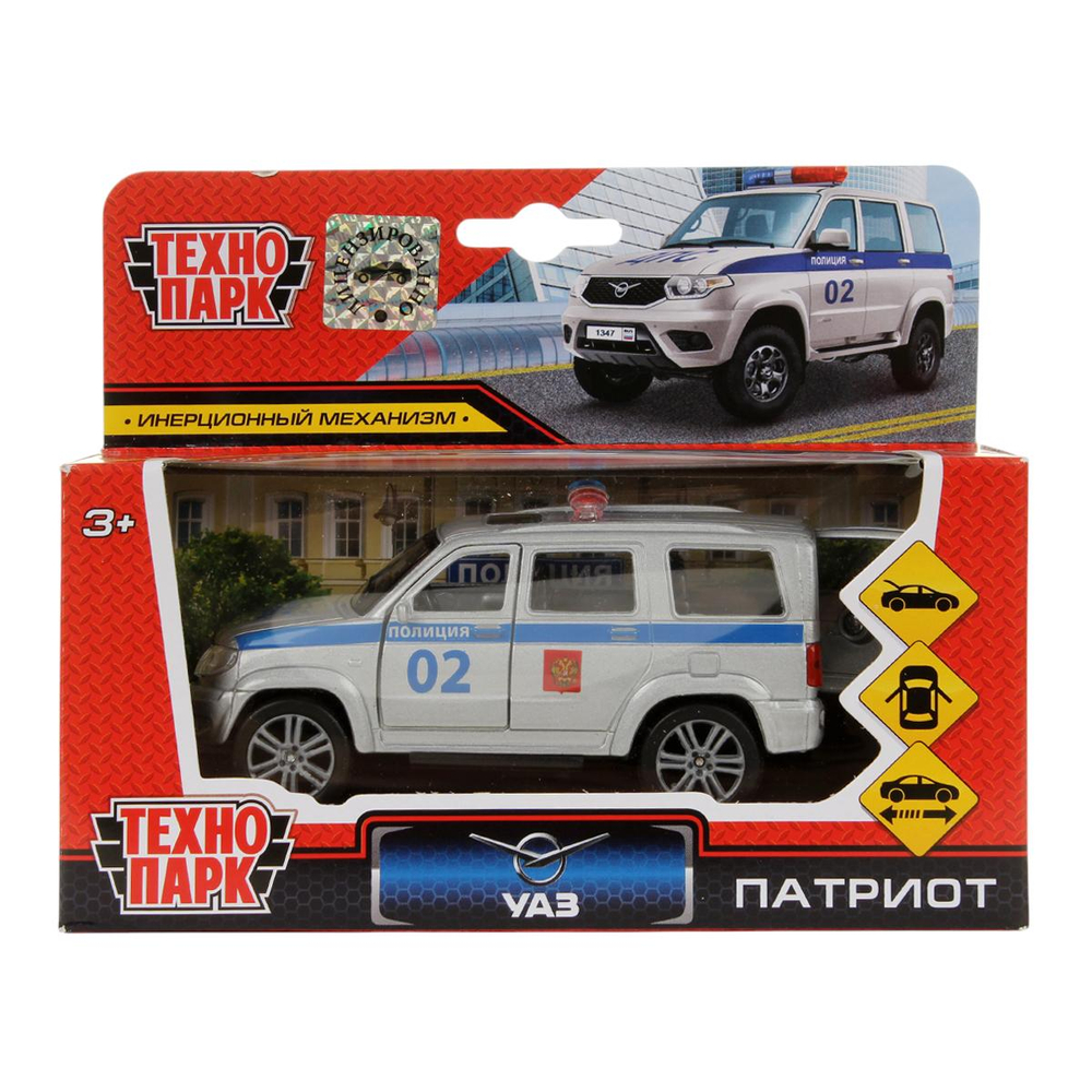 Модель ин. мет. "УАЗ Patriot полиция" 12см, дв., багаж. коробка SB-17-81-UP-P-WB (Технопарк)