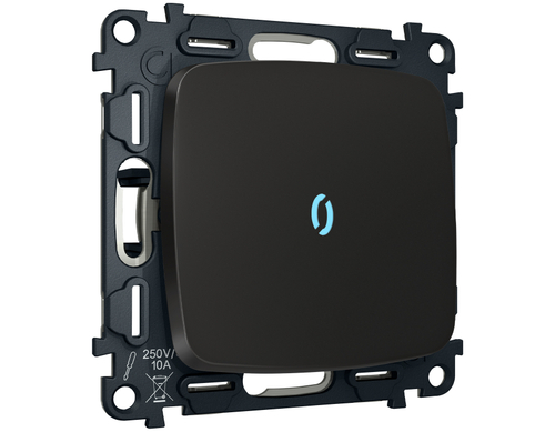 MO802020 Комплект механизма 1-кл выключателя с подсветкой 10000K OMEGA Черный матовый QUANT (OP8020, VM101, G17B)