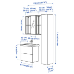 Комбинация для ванной - IKEA ENHET, 64х43х65 см, белый/антрацит, ЭНХЕТ ИКЕА