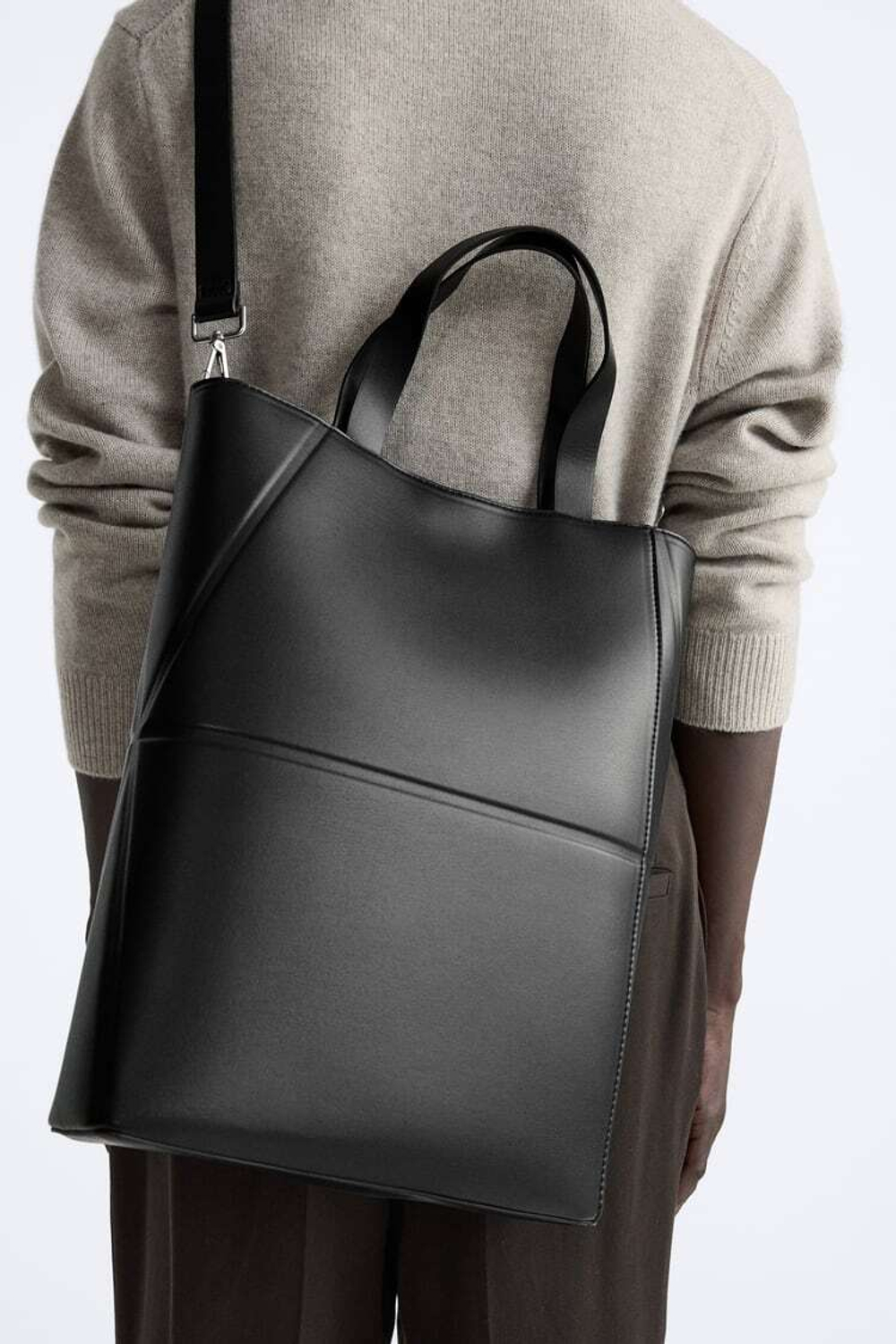 ZARA СУМКА-ШОПЕР ORIGAMI, ЧЕРНЫЙ