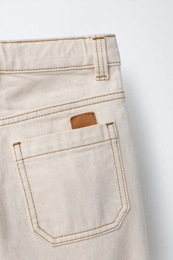 ZARA БРЮКИ КАРГО ЭКРЮ СО СТРОЧКОЙ, ЭКРЮ