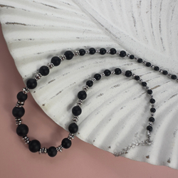 Чокер "Черный бархат" с черным агатом