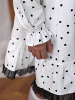 Платье из фланели с длинным рукавом «Париж», цвет белый, сердечки