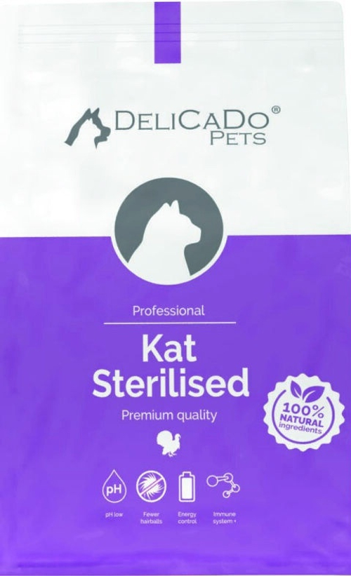 Сухой корм DeliCaDo Sterilised для стерилизованных кошек, с индейкой, 10 кг