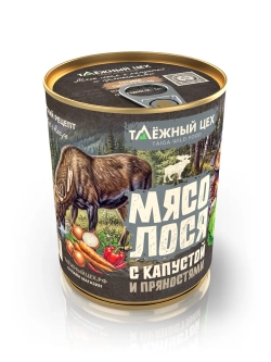 Мясо лося с капустой и пряностями ТАЁЖНЫЙ ЦЕХ готовая еда 340 г