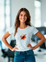 Футболка больших размеров с принтом цветок