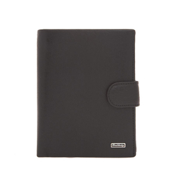 Стильное мужское чёрное портмоне книжка 14х10 см с отделением для авто документов из натуральной кожи Dublecity 078-DC31-07A в подарочной коробке