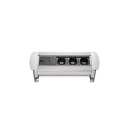 Блок розеток MX-117 3 секции Серебро Механический 298x110x103мм RJ-45 + 2 USB