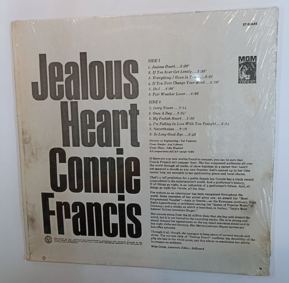 Connie Francis Jealous Heart (US 1966)