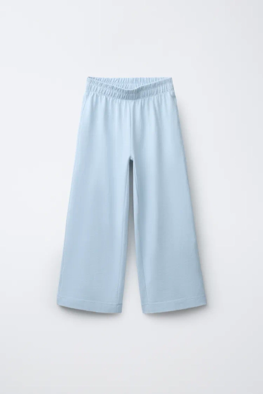 ZARA ПЛОТНЫЕ БРЮКИ WIDE LEG, НЕБЕСНО-ГОЛУБОЙ