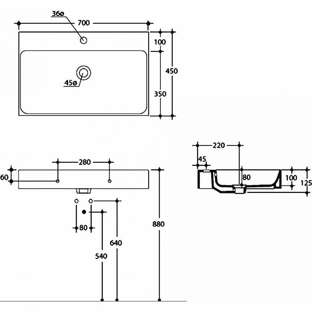 Раковина Kerasan Cento 70 353201*1 белая
