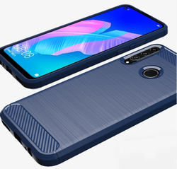 Темно-синий чехол на телефон Huawei P40 Lite E, серии Carbon (карбон стиль) от Caseport