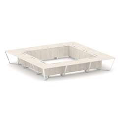 Steel Meet Стол переговорный квадратный KDK-PR.B.SP-24K Денвер Светлый/Металл Белый 4800*4800*750