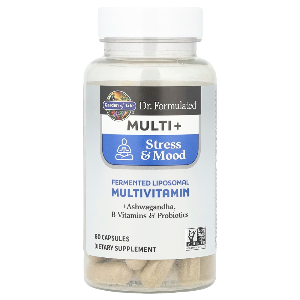 Garden of Life, Компания Dr. Formated Multi +, для снятия стресса и хорошего настроения, 60 капсул