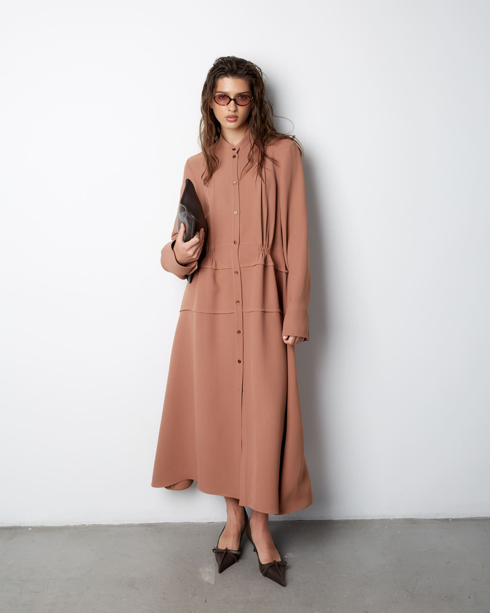 Платье из вискозы Стелла Маккартни карамель