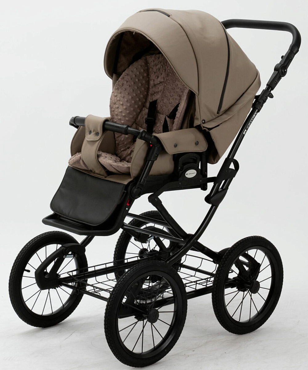 Детская коляска Adamex Porto Retro Deluxe 2 в 1 PO-SA09 (Т.БЕЖ.КОЖА)