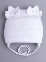 Шапка с ушками для девочки трикотажная на завязках