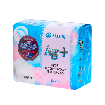 Прокладки гигиенические Sayuri Argentum+ супер 4 капли ультратонкие 24 см 9 шт