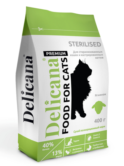 Деликана Delicana сух.д/кошек кастрированных и стерилизованных,ягненок