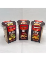 Крупа в стаканах 3 вида Зеленая Гречка, Булгур, Бурый Рис