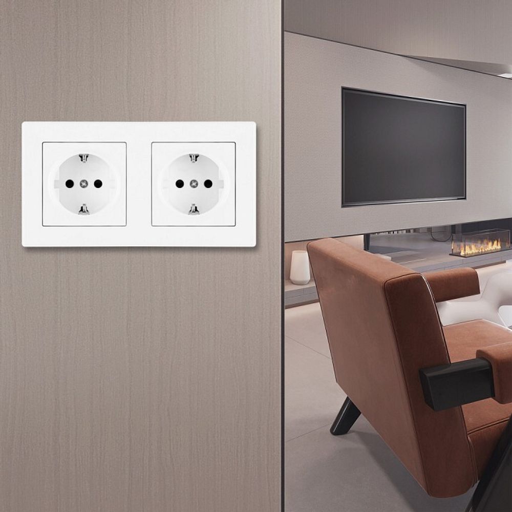 Розетка с заземлением и со шторкой Arte Milano SET06-2 SET06-2-40-1x2 white