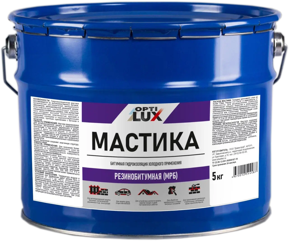 OPTILUX Мастика резинобитумная МРБ 5кг (ИжСинтез)