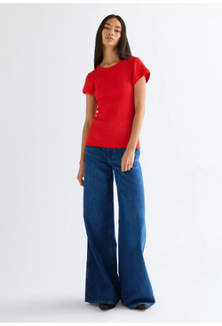 Футболка женская WRANGLER CAPPED RIB SHIRT FLAME SCARLET
